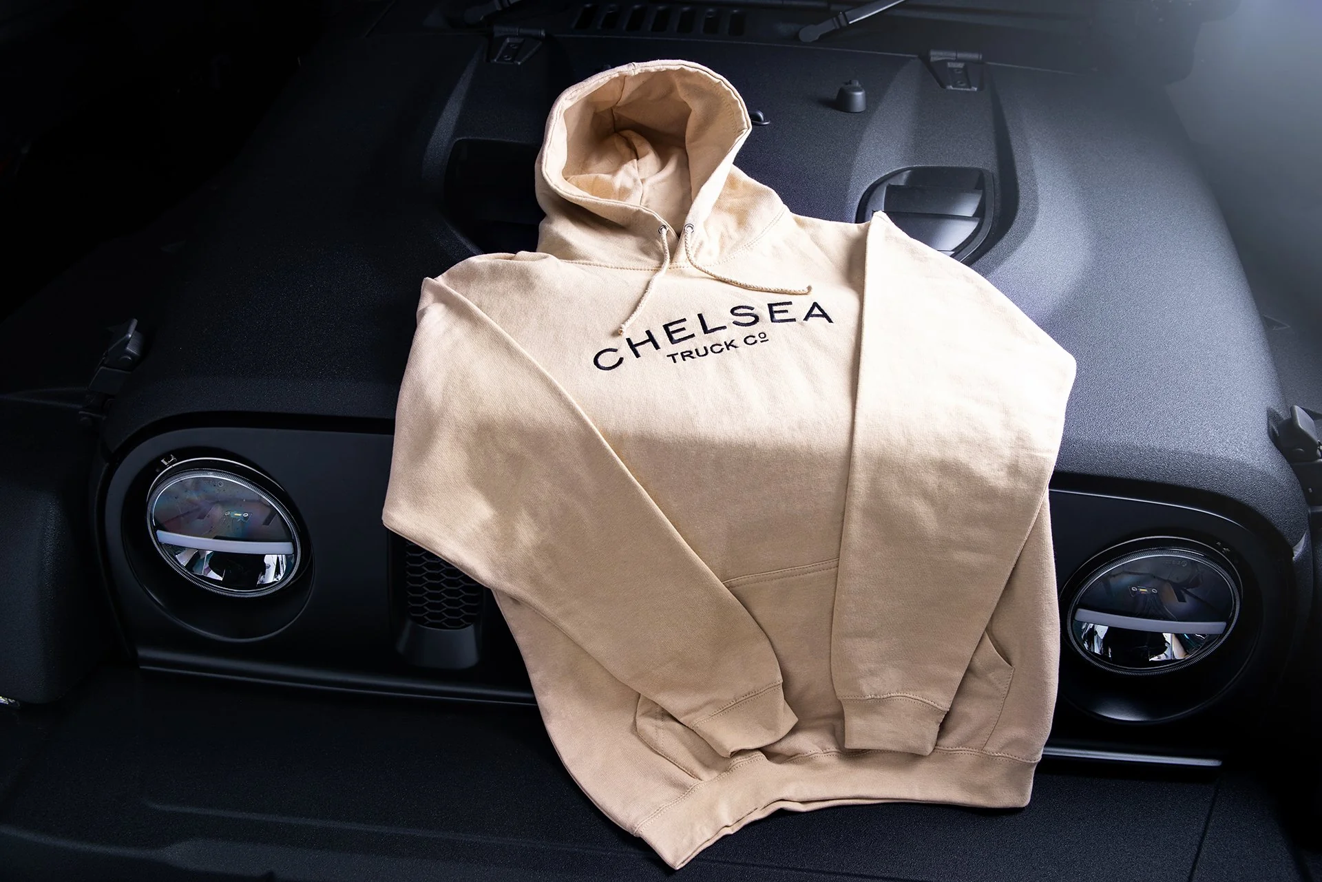 Chelsea Truck Co Desert Sand with Black Embroidery Hoodie - Image 2