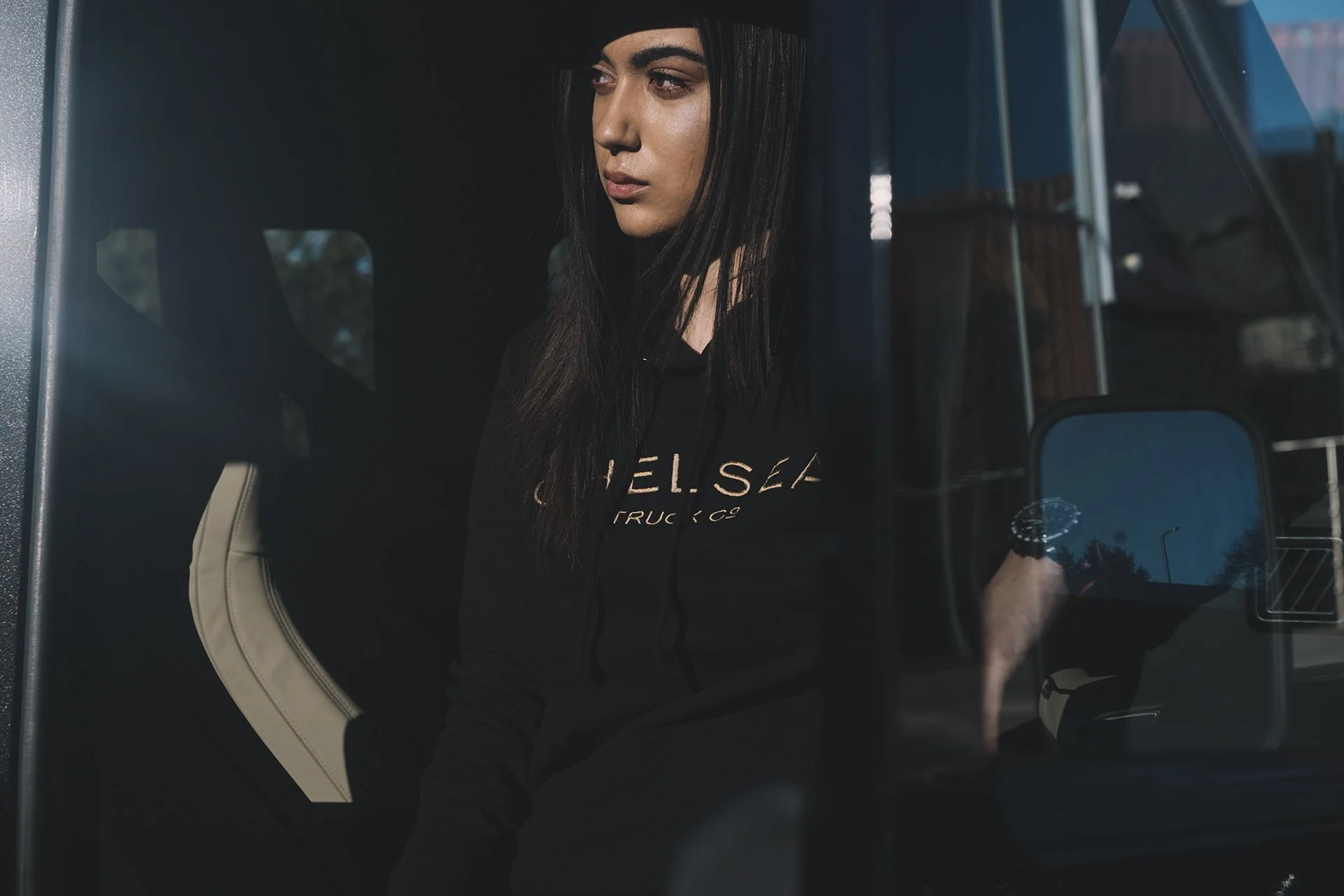 Chelsea Truck Co Black with Gold Embroidery Hoodie - Image 4