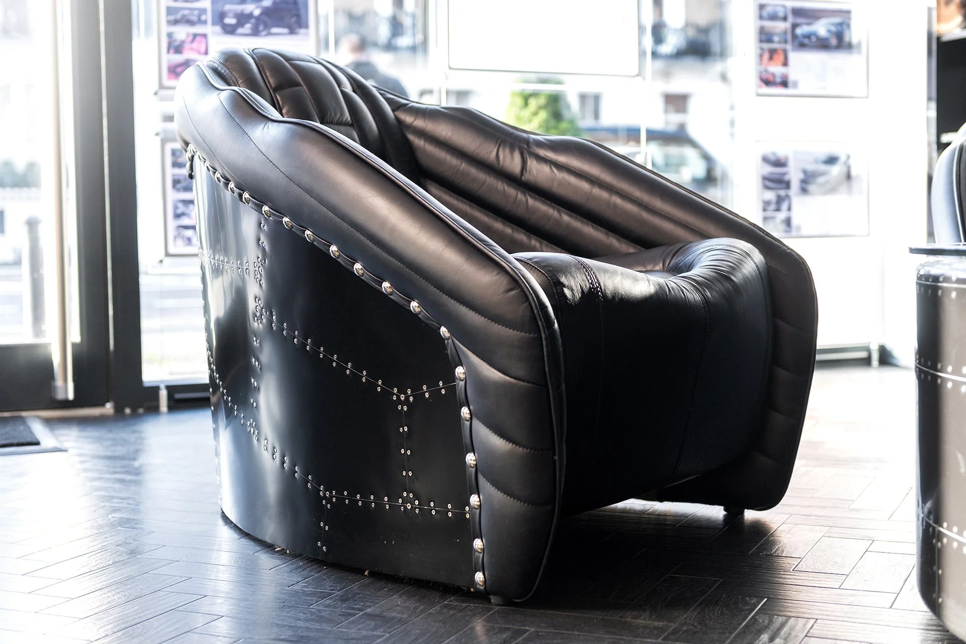 Vintage Motorcar-Inspired Chair in Stealth Black - Image 4