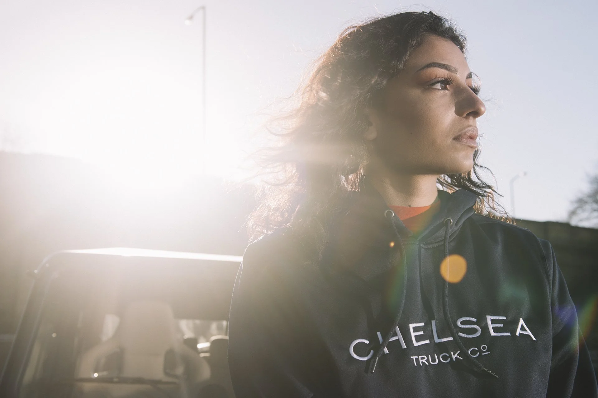 Chelsea Truck Co Hoodie - Navy Blue with White Embroidery - Image 6