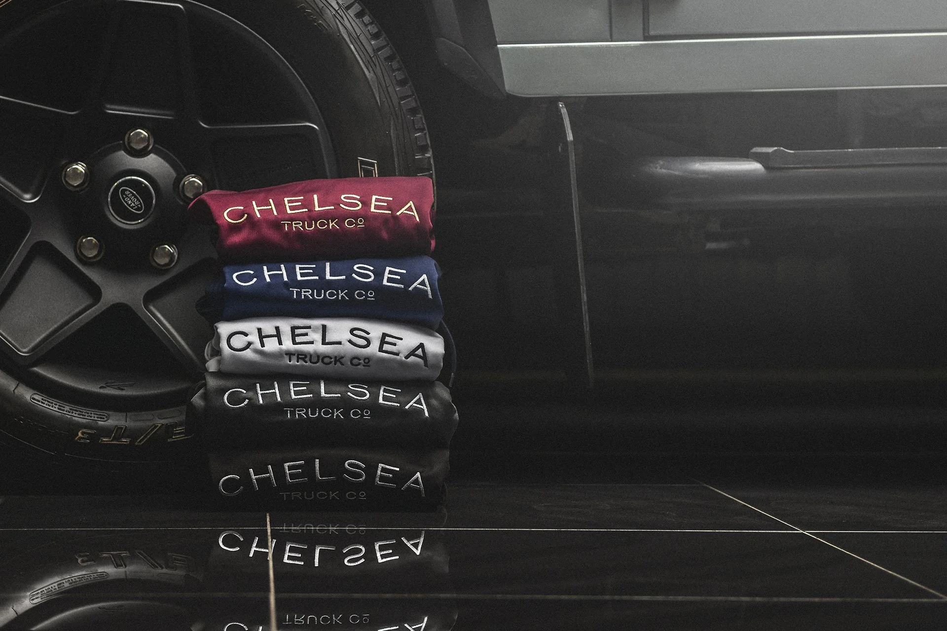 Chelsea Truck Co Hoodie - Navy Blue with White Embroidery - Image 7
