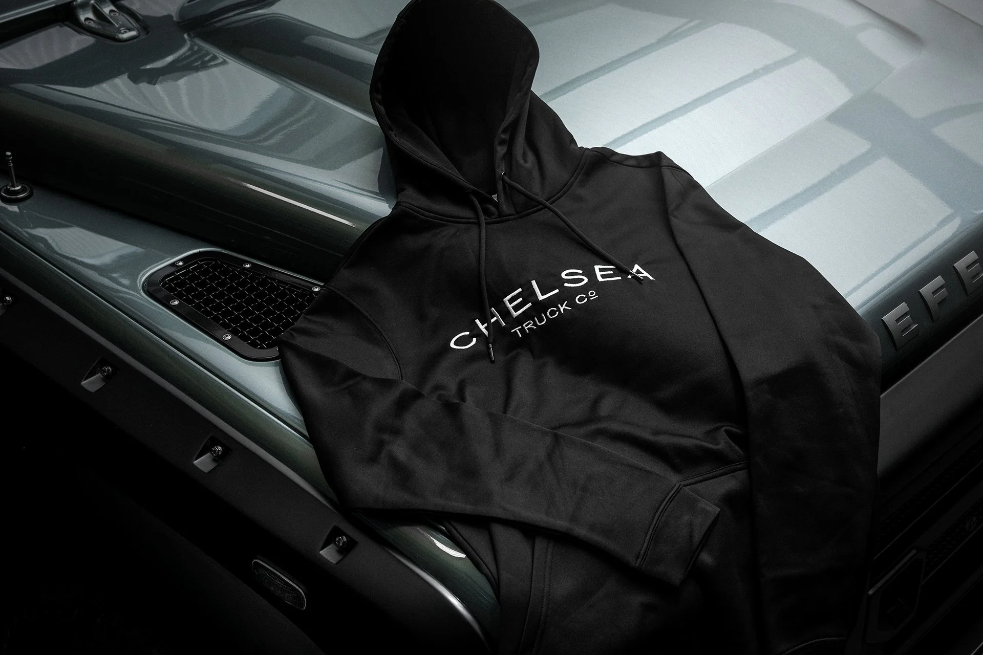 Chelsea Truck's Black with White Embroidery Hoodie - Image 2