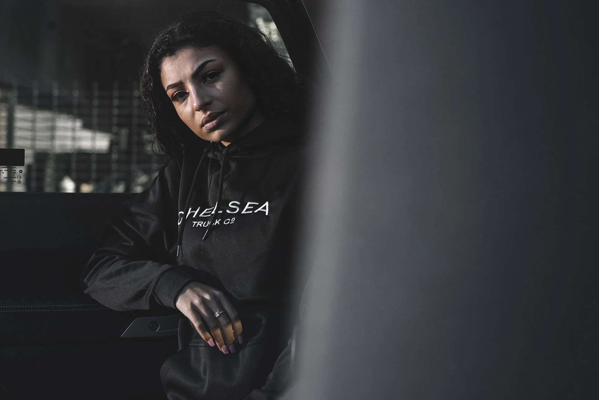 Chelsea Truck's Black with White Embroidery Hoodie - Image 3