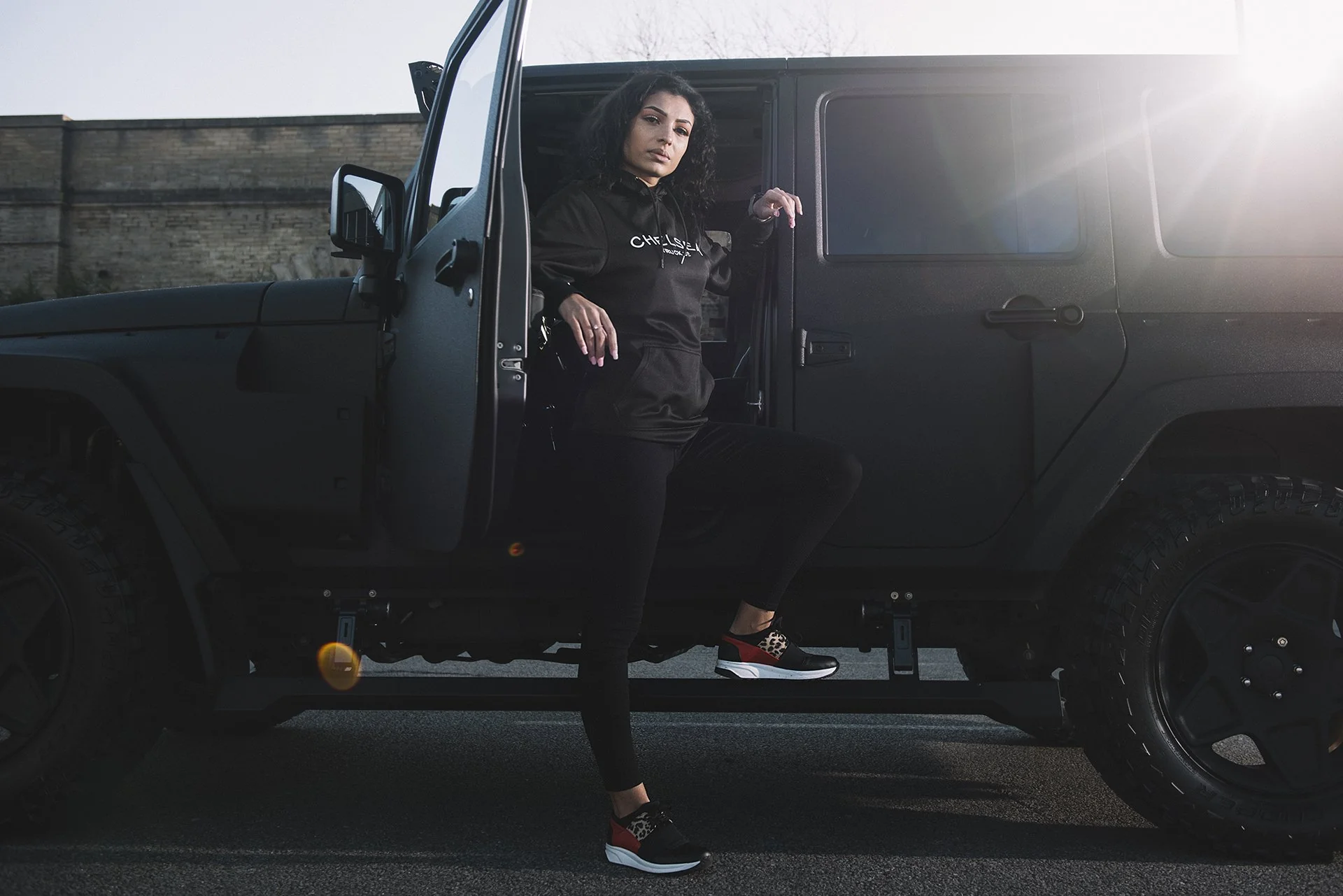 Chelsea Truck's Black with White Embroidery Hoodie - Image 4