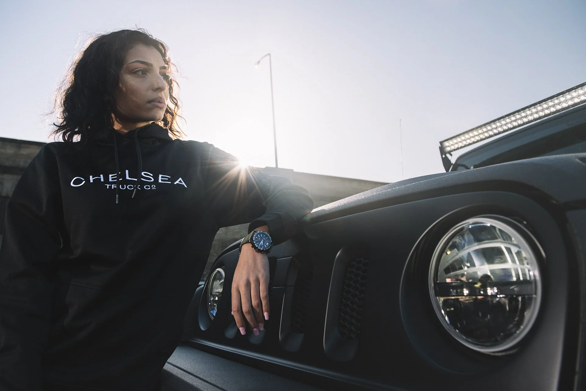 Chelsea Truck's Black with White Embroidery Hoodie - Image 5